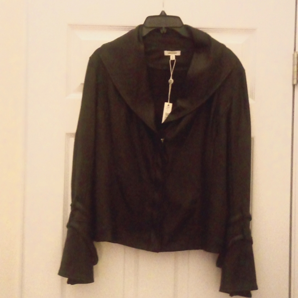 Black Max Studio Jacket with bottom flare sleeves..soft leather